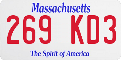 MA license plate 269KD3