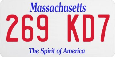 MA license plate 269KD7