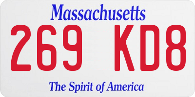 MA license plate 269KD8
