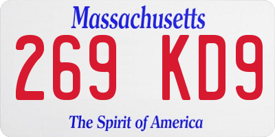 MA license plate 269KD9