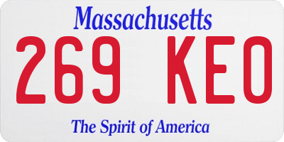 MA license plate 269KE0
