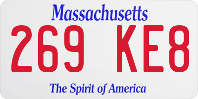 MA license plate 269KE8