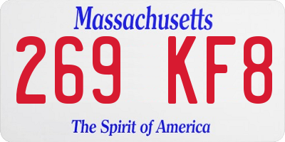 MA license plate 269KF8
