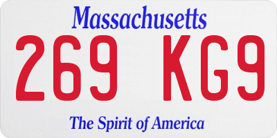 MA license plate 269KG9