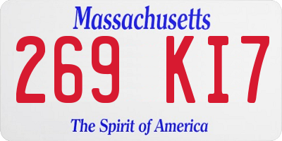 MA license plate 269KI7