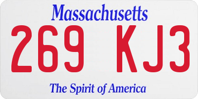 MA license plate 269KJ3