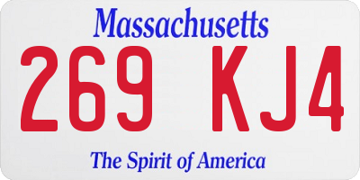 MA license plate 269KJ4