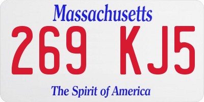 MA license plate 269KJ5