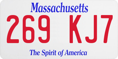 MA license plate 269KJ7