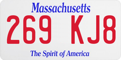 MA license plate 269KJ8