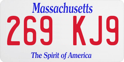 MA license plate 269KJ9