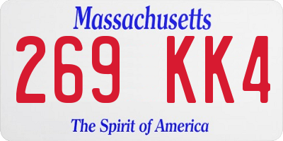 MA license plate 269KK4