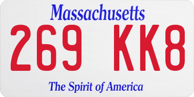 MA license plate 269KK8