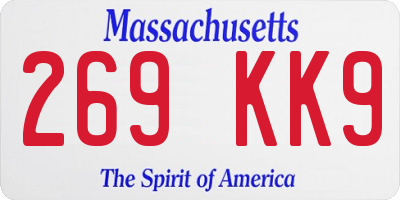 MA license plate 269KK9