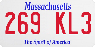 MA license plate 269KL3