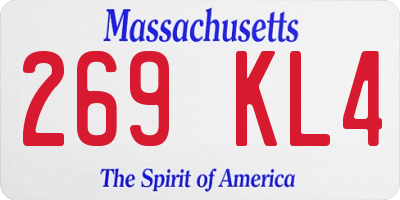MA license plate 269KL4