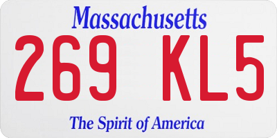MA license plate 269KL5