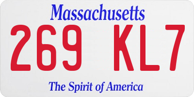 MA license plate 269KL7
