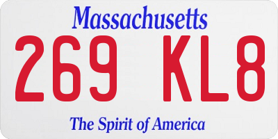 MA license plate 269KL8