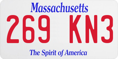 MA license plate 269KN3