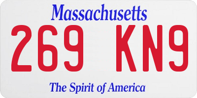 MA license plate 269KN9