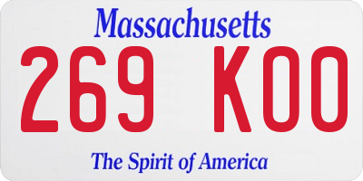 MA license plate 269KO0