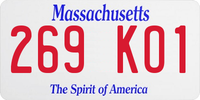 MA license plate 269KO1