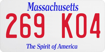 MA license plate 269KO4