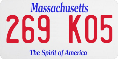 MA license plate 269KO5