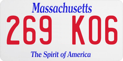 MA license plate 269KO6