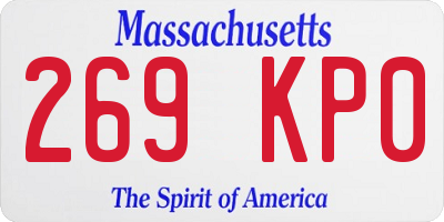 MA license plate 269KP0