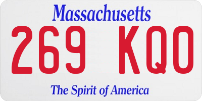MA license plate 269KQ0