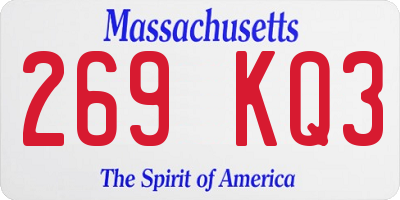 MA license plate 269KQ3