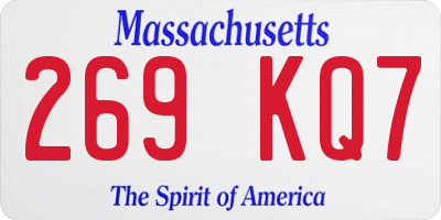 MA license plate 269KQ7