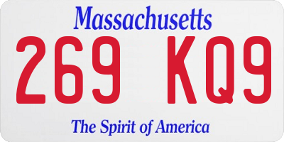 MA license plate 269KQ9