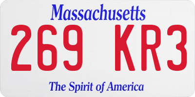 MA license plate 269KR3