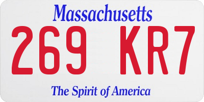 MA license plate 269KR7