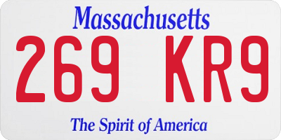 MA license plate 269KR9