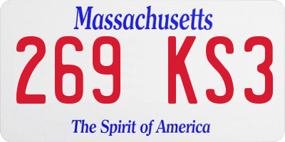 MA license plate 269KS3