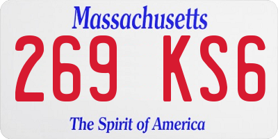 MA license plate 269KS6