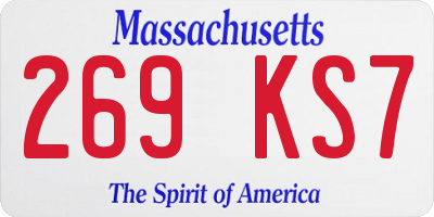MA license plate 269KS7