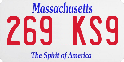 MA license plate 269KS9