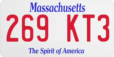 MA license plate 269KT3