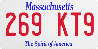 MA license plate 269KT9