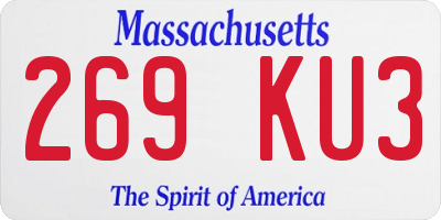 MA license plate 269KU3