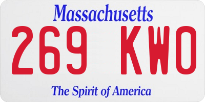MA license plate 269KW0