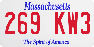 MA license plate 269KW3