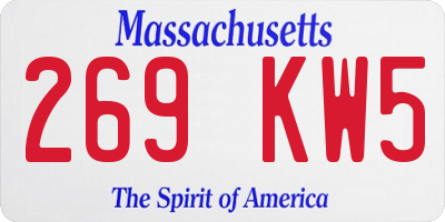 MA license plate 269KW5