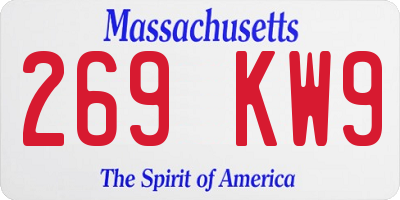 MA license plate 269KW9