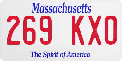 MA license plate 269KX0